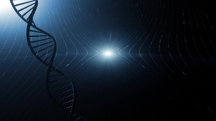 Wall Mural - futuristic digital lines with 3d dna chain rotation. concept science animation.