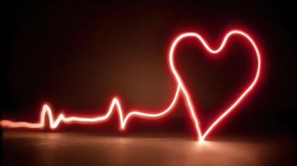 Aufkleber - EKG Line Transforms Into a Heart Shape Emphasizing the Connection Between Life and Health in a Dark Background