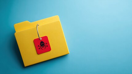 Poster - Phishing Folder Highlighted by Antivirus Scanner on a Blank Blue Background