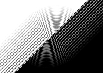 Aufkleber - Black and white linear pattern abstract geometric minimal background. Vector digital art design