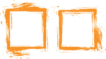 Aufkleber - Frame is drawn with brush strokes on white background. Vector orange square grunge frame on a transparent background.