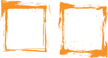 Aufkleber - Frame is drawn with brush strokes on white background. Vector orange square grunge frame on a transparent background.