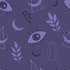 Wall Mural - vector seamless pattern in flat style. magical theme
