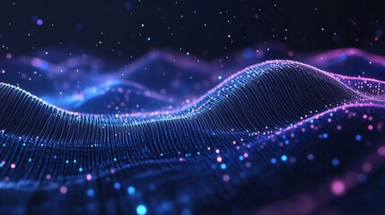 Wall Mural - abstract digital wave of glowing particles representing big data analytics and information flow in f