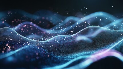 Wall Mural - abstract digital wave of glowing particles representing big data analytics and information flow in f