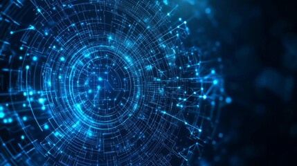 Wall Mural - blue abstract circuit line technology background with futuristic digital connections and processor i