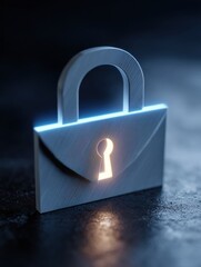 Poster - Encrypted Layers and Email Security Illustrated With a Padlock and Glowing Keyhole Design