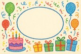 birthday card with cake and candles in crayon