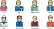 © Rakib Anik - Diverse Female Professions Illustrations of Women in Various Careers, Including Girl, Rider, College Student, Director, Sailor, Policewoman, Grandmother, and Mother