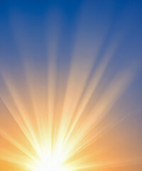 Wall Mural - Sunbeam through the haze on blue sky, vertical
