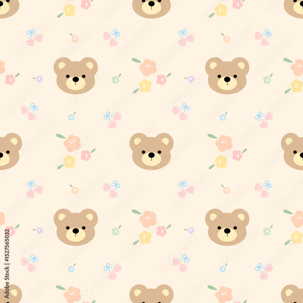 seamless pattern with teddy bear Stock Vector | Adobe Stock