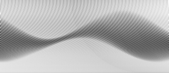Fototapete - Abstract art geometric background with curved lines. Optical illusion with waves and transition.