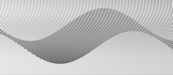 Fototapete - Abstract art geometric background with curved lines. Optical illusion with waves and transition.
