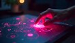 © J x J Creations - Futuristic Pink UI Skin DisplayHolographic Pink Interface ProjectionNeon Pink Tech on PalmGlowing Pink Digital Hand Interface