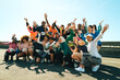 © Jacob Lund - Group photograph of happy runners celebrating marathon finish