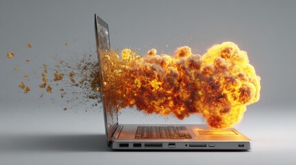 Aufkleber - Warning Popup Explosion From Fake Antivirus Software on Laptop Screen Causing Chaos and Confusion in a Digital Environment