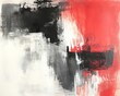 © nattaya - Abstract Whimsical Brushstroke Painting with Red Black and Gray Hues