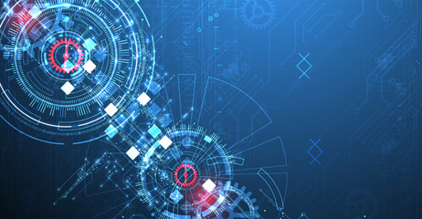 Aufkleber - Abstract background. Scientific and technological concept with the use of technical elements formed in the shape of a circle. Vector