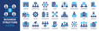 © Icons-Studio - Business structure icon set. Company, office, business network, hierarchy, employees, organization, agency, workplace, corporation and more. Solid vector icons collection.