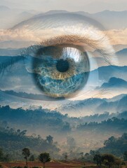 Poster - Vision of Distant Mountains Inspires Contemplation and Clarity During an Early Morning Hike in a Tranquil Landscape Filled With Natures Beauty