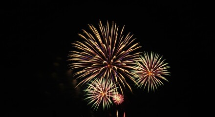 spectacular long exposure of fireworks exploding in the night sky, creating vibrant bursts of light 
