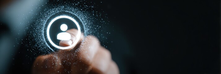 Fototapete - Digital Security Concept With Hands Holding a Lock and Profile Icon in a Technology-Focused Environment