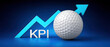 © Chopang.studio - Golf ball hitting KPI chart with blue arrow showing growth and success in business performance and achievement