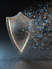 Poster - Antivirus Shield Pulsating With Rainbow Particles to Deflect Phishing Threats in a Digital Environment