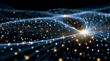 Wall Mural - abstract digital flow in cyberspace: an artistic representation of data streams, interconnected node