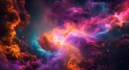 Wall Mural - bright colorful clouds of gas and dust twist together in space 4k