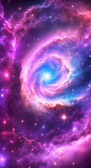 Wall Mural - amazingly colorful galaxy in outer space with swirling sparkling stars vibrant nebulae in pinks blue