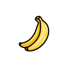 Wall Mural - Pair of fresh ripe bananas  isolated on white background