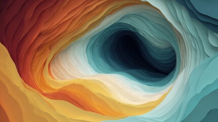 Aufkleber - Abstract Layered Shapes Create a Visually Captivating Representation of an Eye Over a Neutral Background