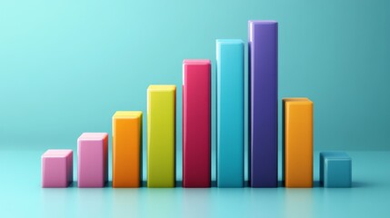 Aufkleber - A colorful D bar graph with an upward trend, symbolizing business growth and success