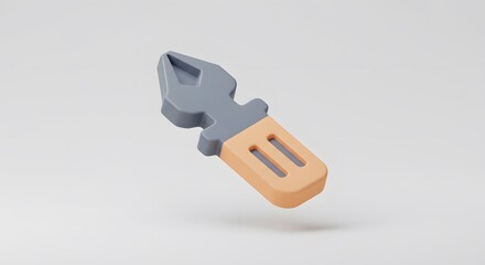 3D Render of a Sleek Grey and Orange Pen Tool Icon Isolated on White Background