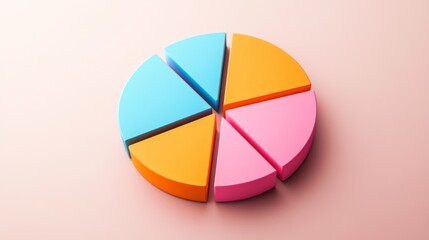 Poster - A visually striking D pie chart with segments that appear to float above a sleek surface, representing different data categories, creating a modern aesthetic.