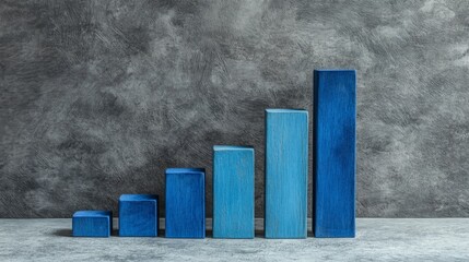 Poster - A visually engaging business bar graph with bars in varying heights, arranged in a wave pattern, symbolizing market trends, displayed on a textured background.