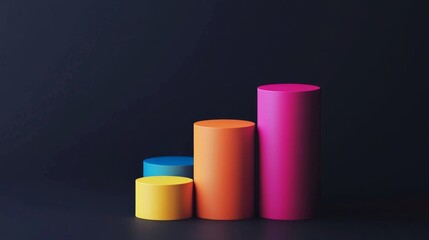 Aufkleber - Minimalist D bar chart with vibrant colors on a dark background, creating a professional, data-driven look with clean lines and shadows.