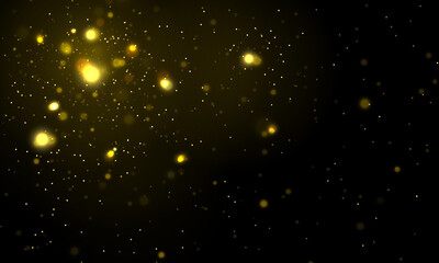 Wall Mural - christmas bokeh png. bright magic sparkle dust with golden shine and glitter effect. abstract glowin