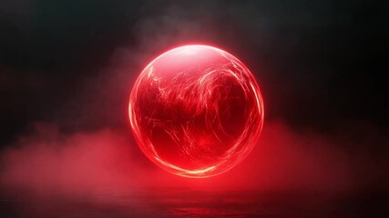 Wall Mural - Mysterious Red Orb: Cinematic Energy Field with Plasma Effect and Swirling Currents