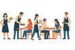 © Alan - Restaurant scene showing wait staff serving customers seated at tables in a dining area