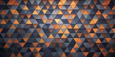 Wall Mural - Intricate geometric pattern of dark grey and orange triangles forming a mesmerizing mosaic