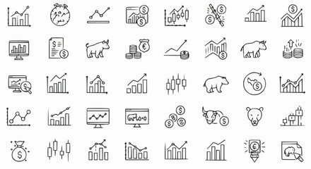 Stock photo keywords: Hand-drawn vector business icons set for web design
