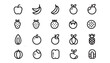 © md - Simple Line Art Icons of Various Fruits and Vegetables