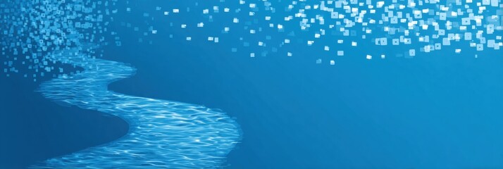 Aufkleber - Digital Data River Flows With Phishing Content on the Left Side, Creating a Visual Representation of Cyber Threats and Information Flow
