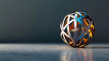 Wall Mural - Interwoven Metal Ribbon Sphere