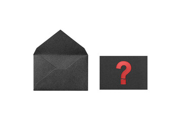 Wall Mural - a black message card with a red question mark and a black envelope, placed side by side