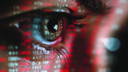 Leinwandbilder - Blurred Computer Screen Displaying Eye Strain Message in Dark Ambient Setting With a Clear Left Zone Revealing an Individuals Focused Gaze