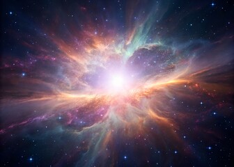 Wall Mural - cosmic burst a stunning visualization of energy radiating across a celestial expanse, capturing the 