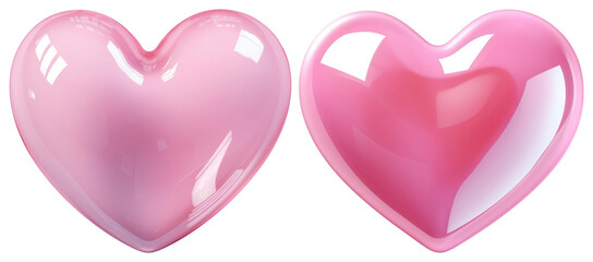 Canvas Print - png glossy pink heart shapes, element set on transparent background